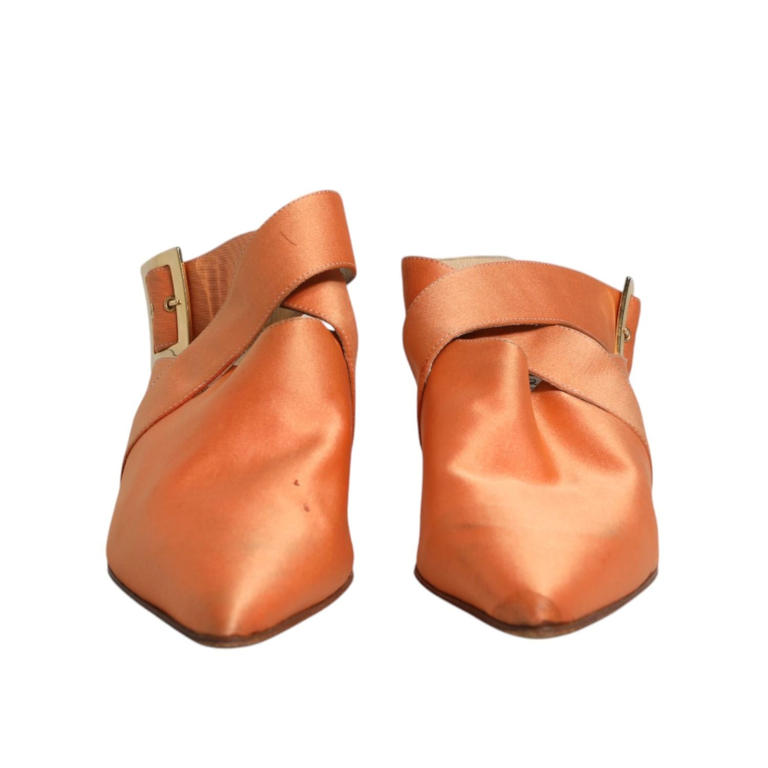 Dolce & Gabbana Orange Kitten Heels Slingback Sandals Shoes