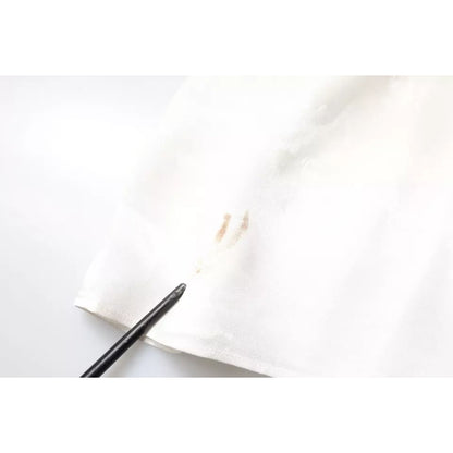 Dolce & Gabbana White Silk Collared Long Sleeves Shirt Top