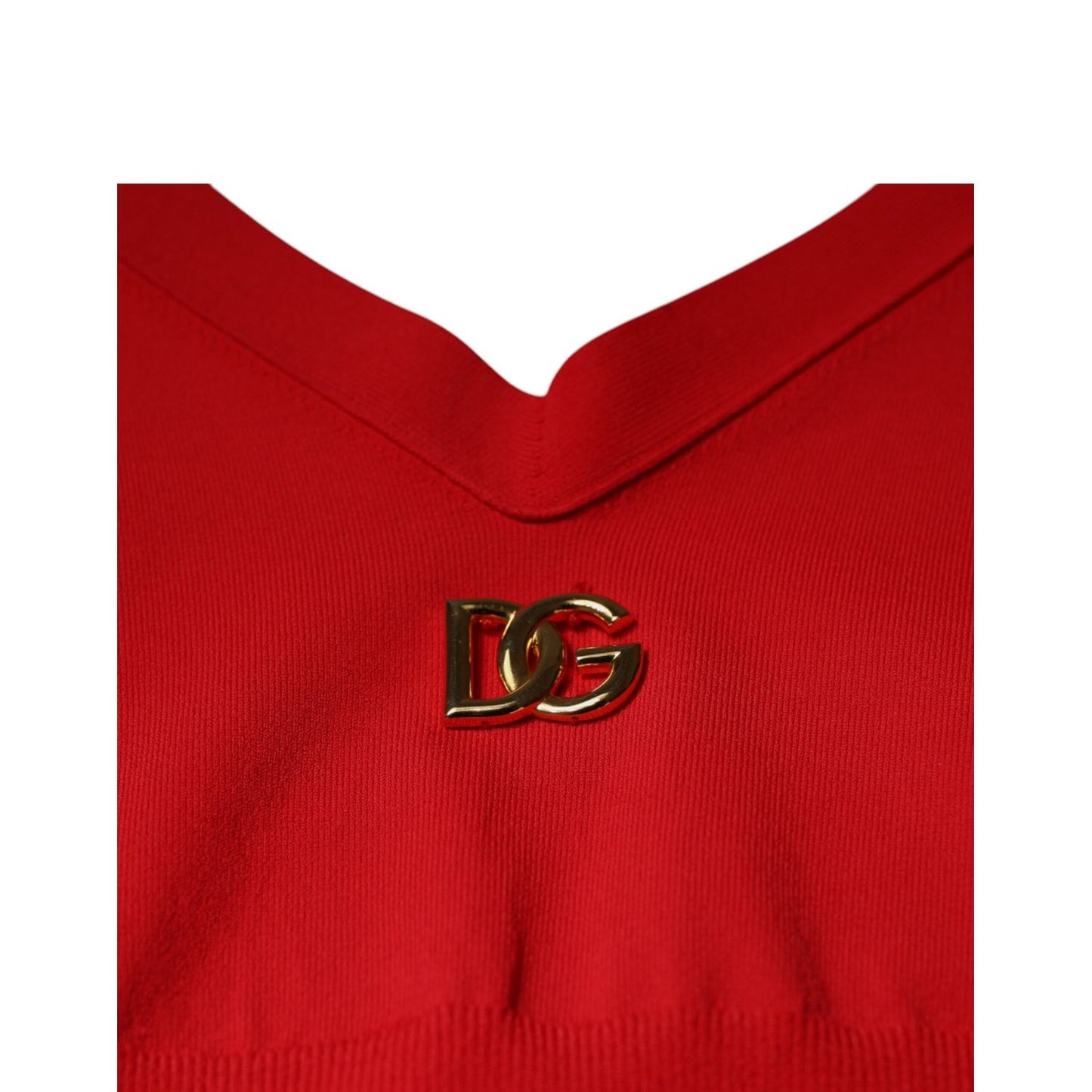 Dolce & Gabbana Red Viscose Sleeveless Halter Cropped Tank Top