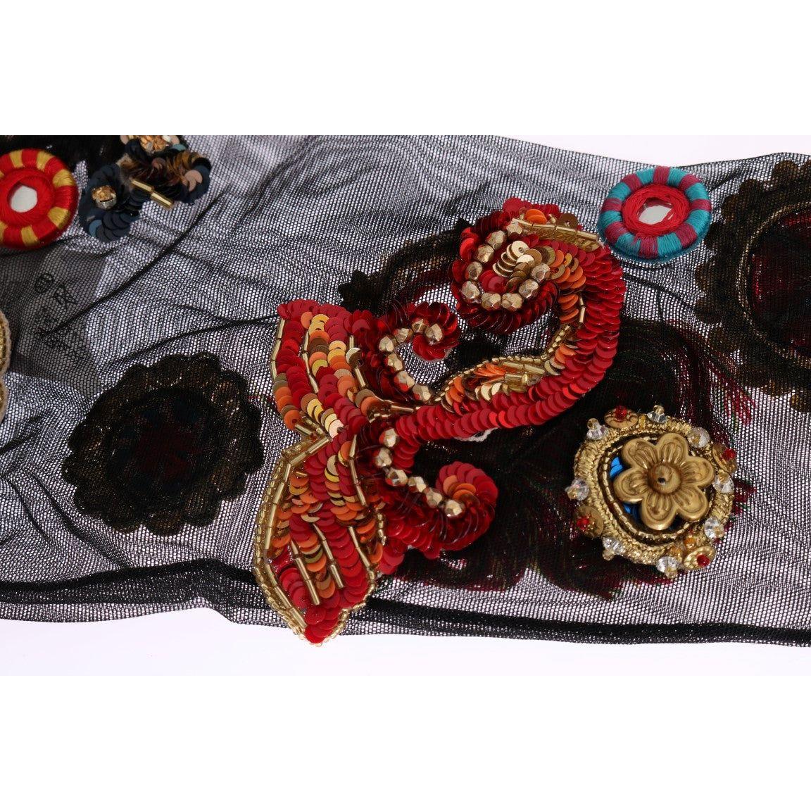 Dolce & Gabbana Black Stretch Carretto Crystal Socks