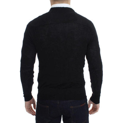 Costume National Black Fine Wool Button Cardigan