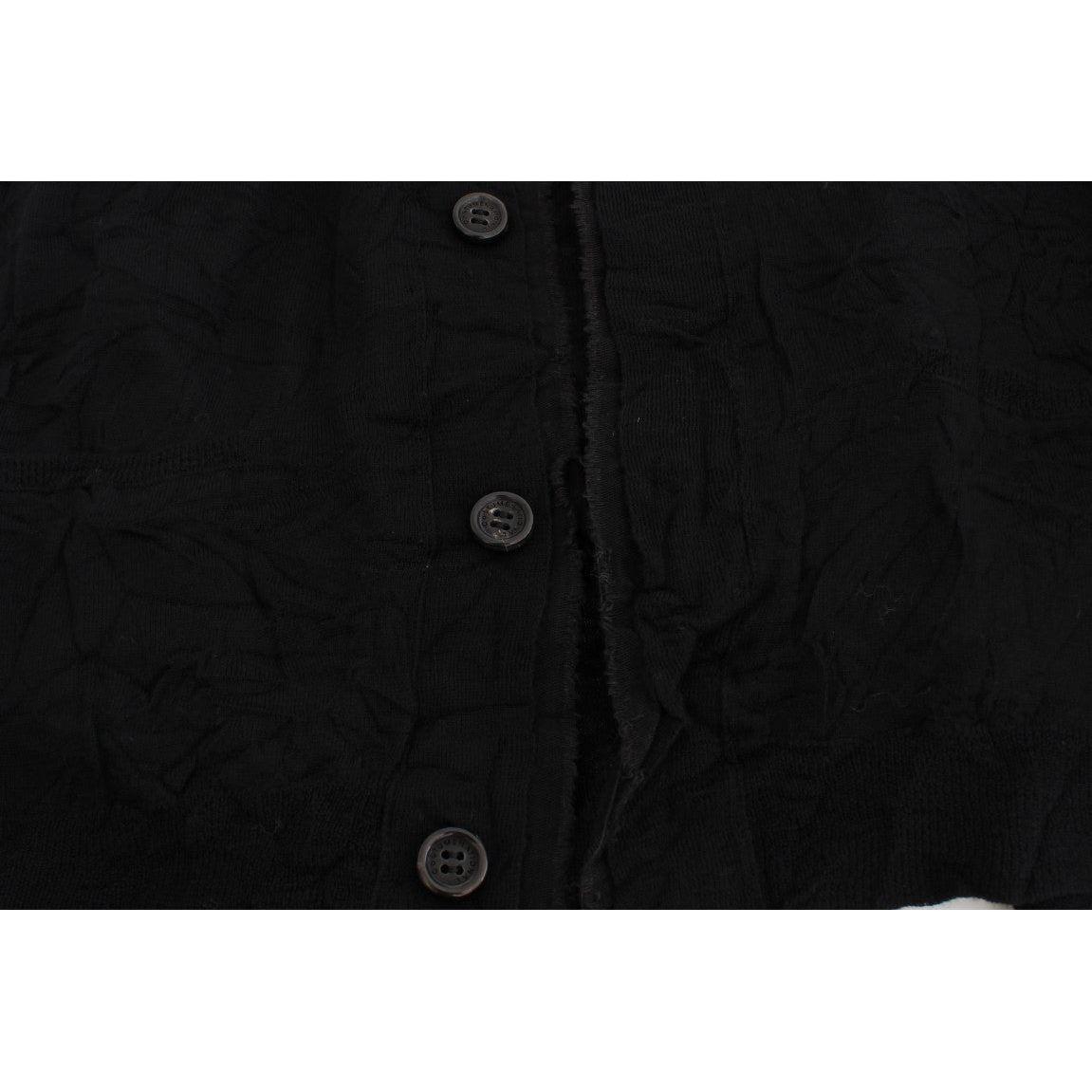 Costume National Black Fine Wool Button Cardigan