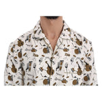 Dolce & Gabbana White Silk JAZZ Motive Print Shirt
