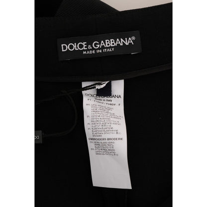 Dolce & Gabbana Black Wool Stretch Crystal Pants