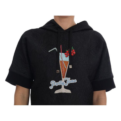 Dolce & Gabbana Black Fairy Tale Crystal Hooded Sweater