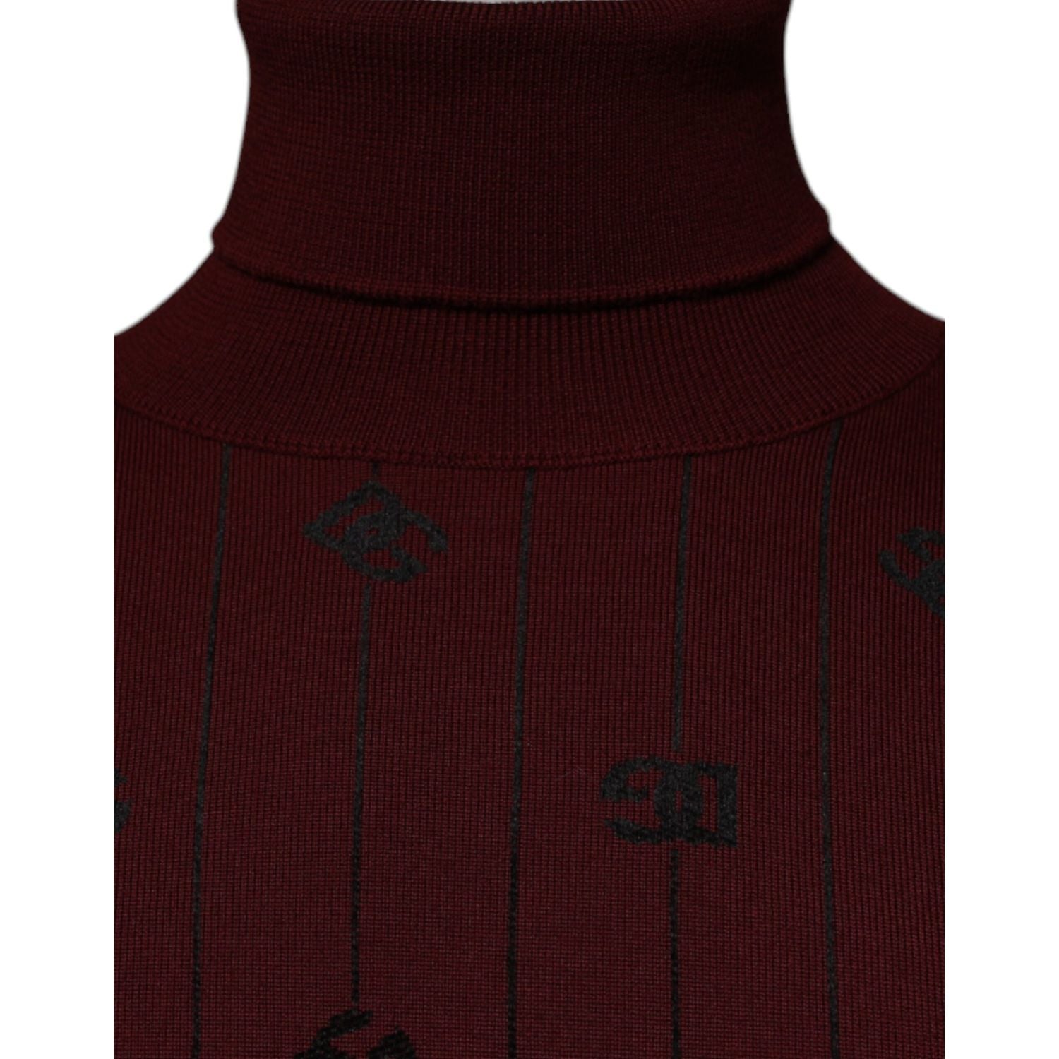 Dolce & Gabbana Maroon Monogram Turtleneck Pullover Sweater