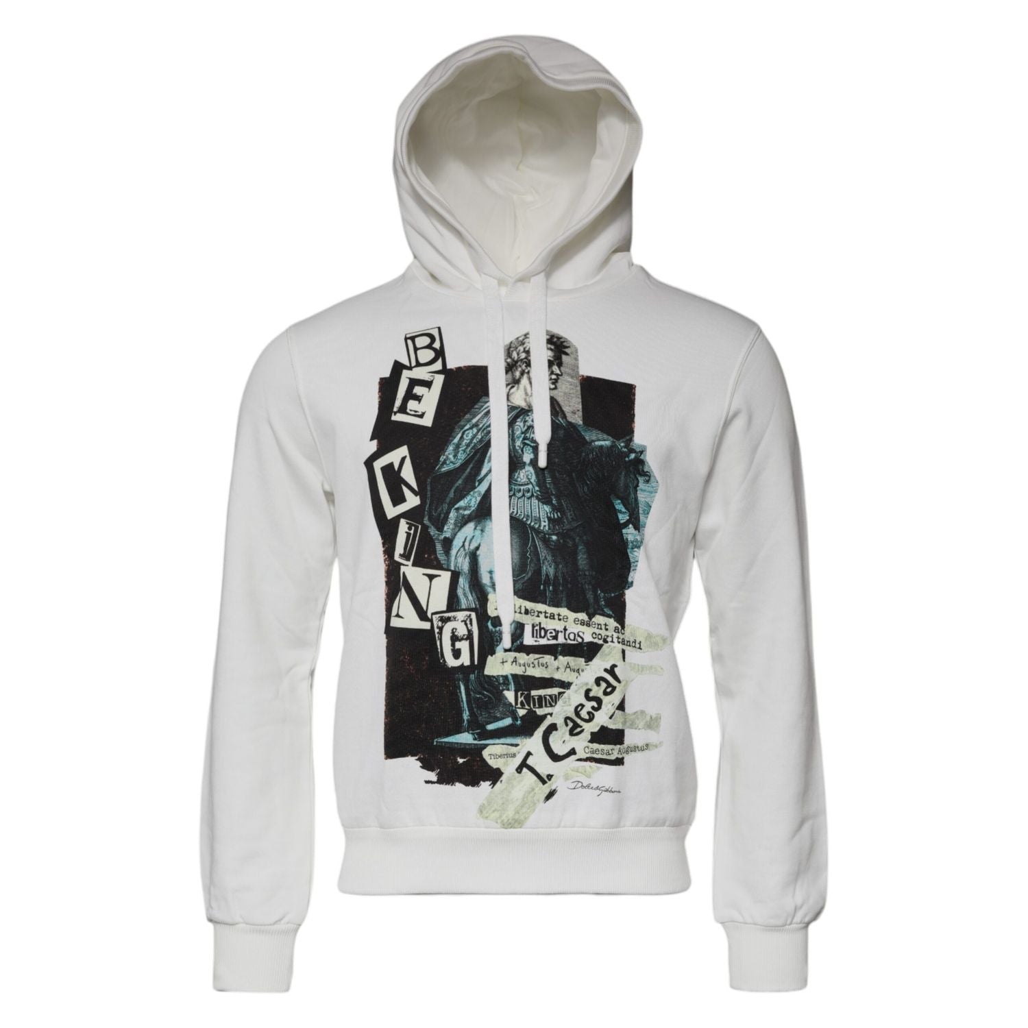 Dolce & Gabbana White Caesar Cotton Hooded Pullover Sweater