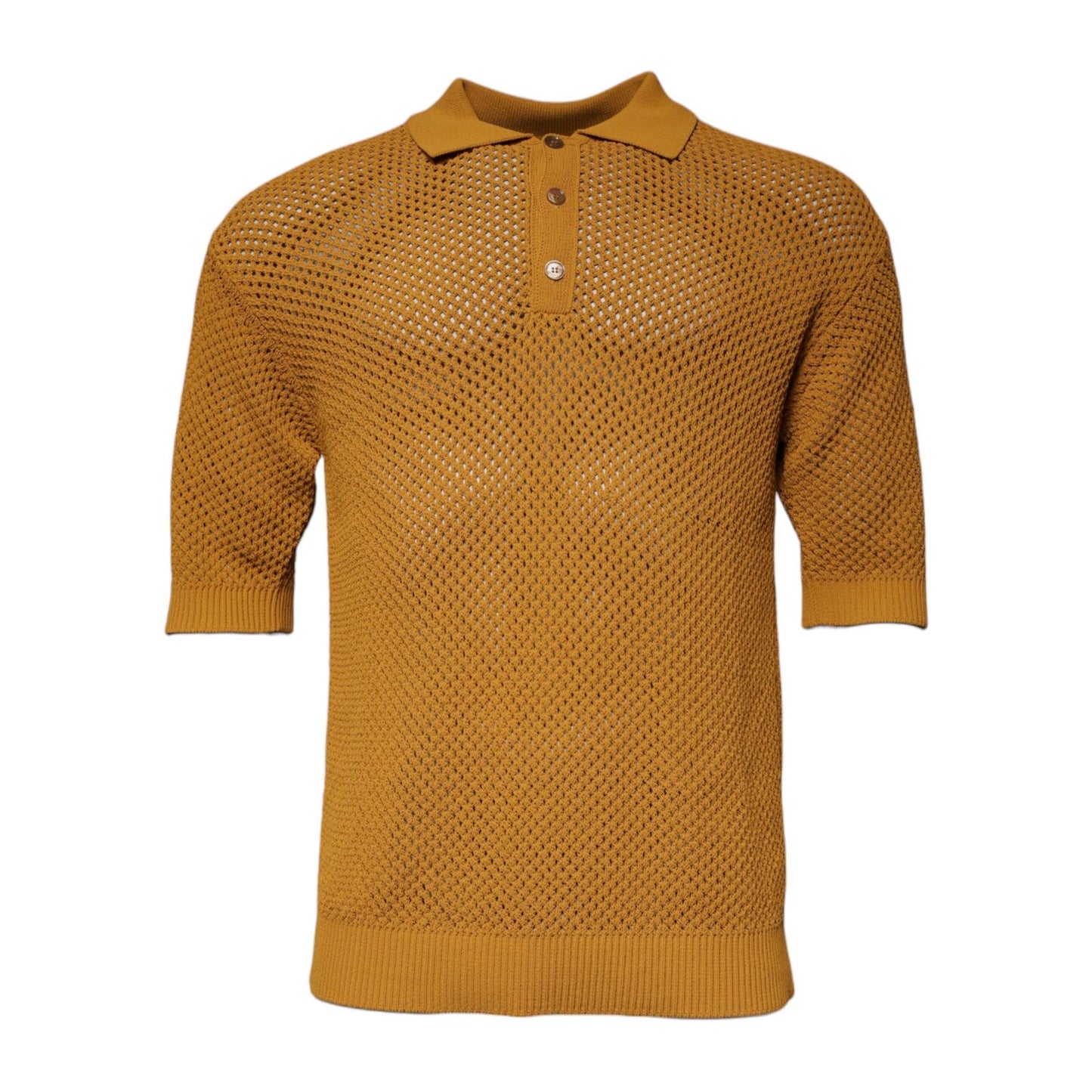 Dolce & Gabbana Brown Perforated Collared Short Sleeves T-shirt