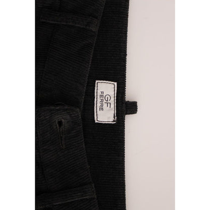 GF Ferre Black Corduroy Cotton Straight Fit Pants Jeans & Pants
