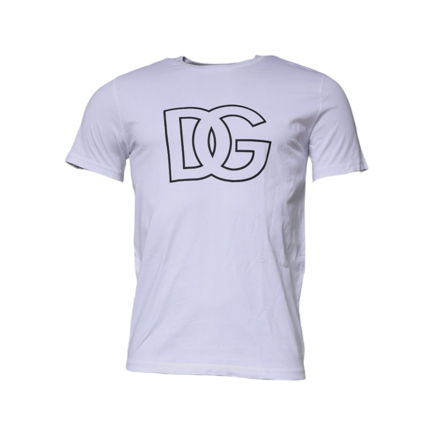 Dolce & Gabbana White DG Logo Cotton Crew Neck T-shirt