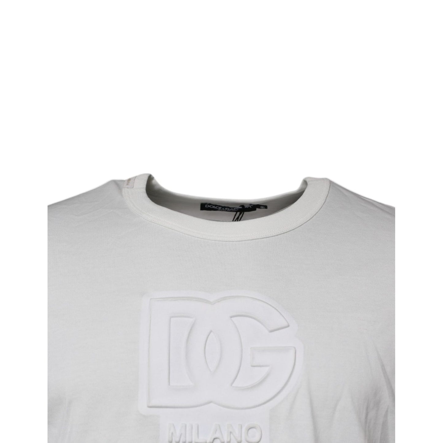 Dolce & Gabbana White DG Logo Cotton Crew Neck T-shirt