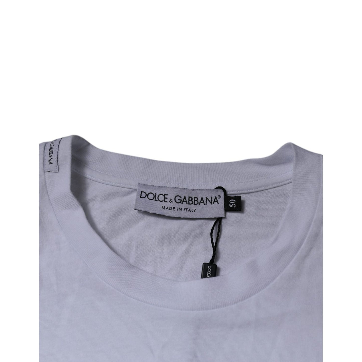 Dolce & Gabbana White DG Logo Cotton Crew Neck T-shirt