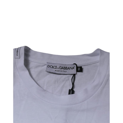 Dolce & Gabbana White DG Logo Cotton Crew Neck T-shirt