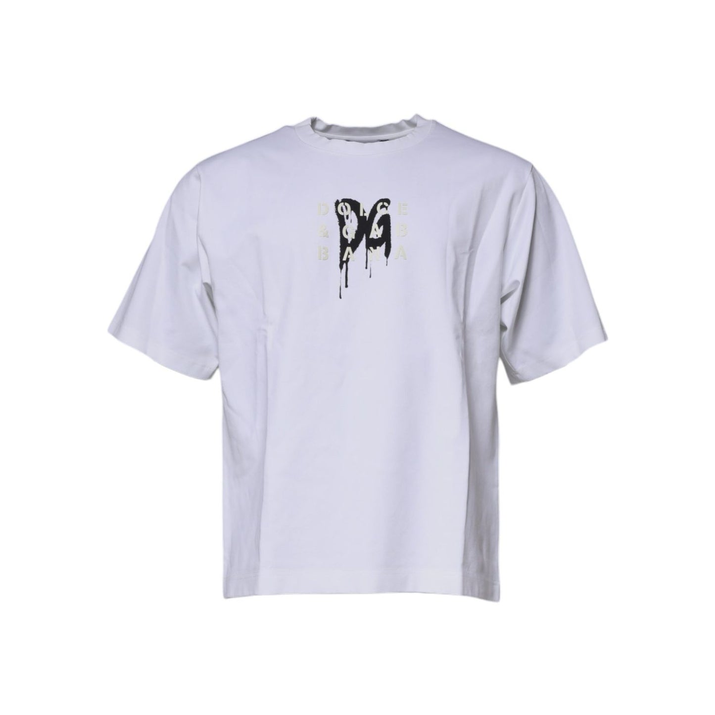 Dolce & Gabbana White DG Logo Cotton Crew Neck T-shirt