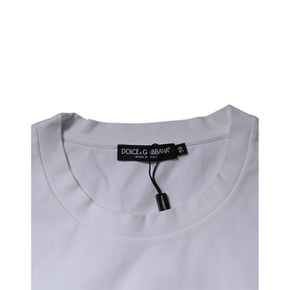 Dolce & Gabbana White DG Logo Cotton Crew Neck T-shirt