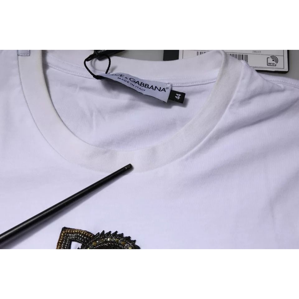 Dolce & Gabbana White DG Logo Cotton Crew Neck T-shirt