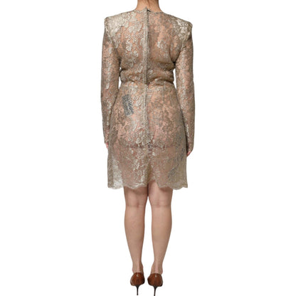 Dolce & Gabbana Gold Floral Lace A-line Sheath Mini Dress