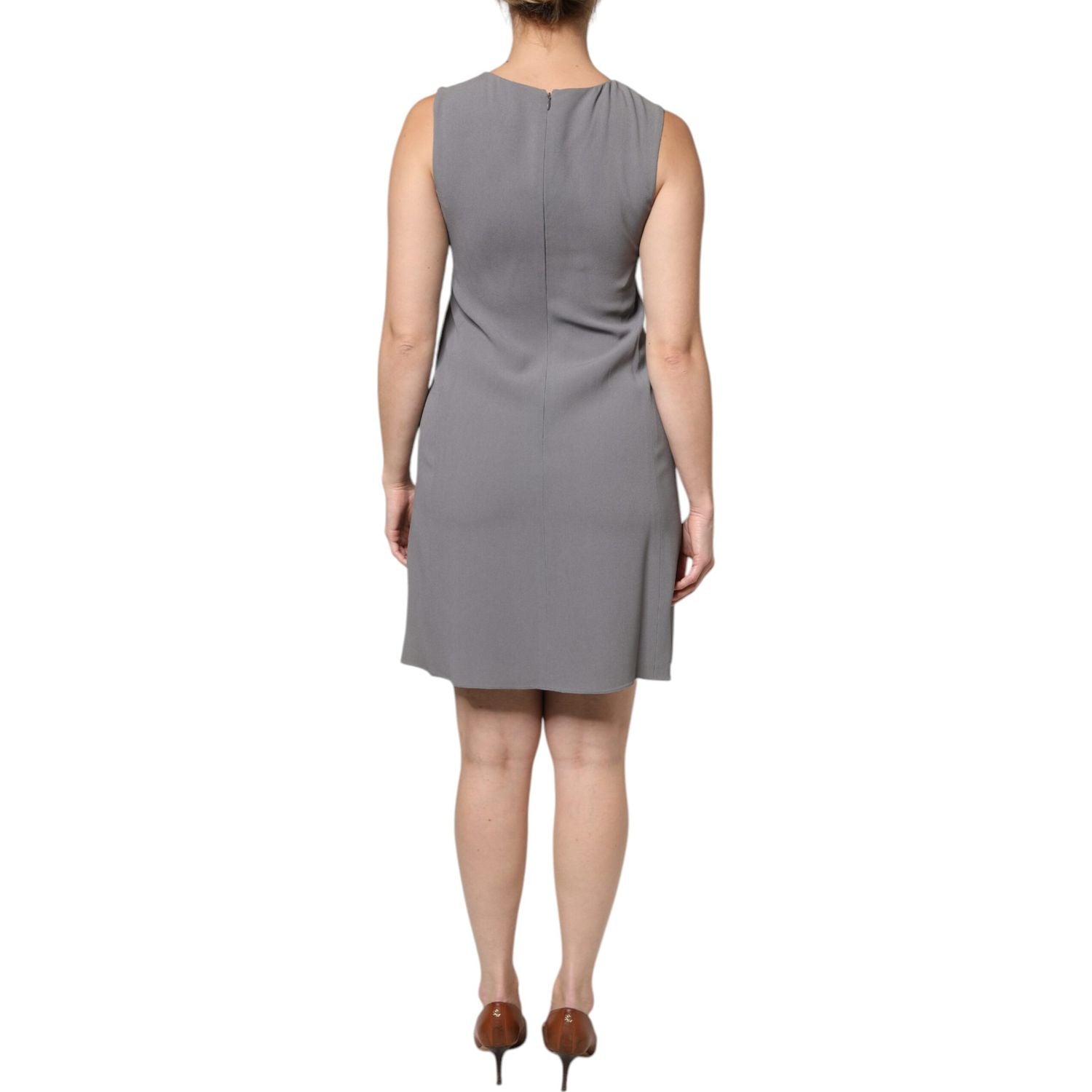 Emporio Armani Gray Round Neck Sleeveless A-line Mini Dress