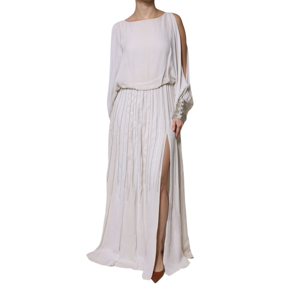 Christian Pellizzari Off White Embellished Long Maxi Dress
