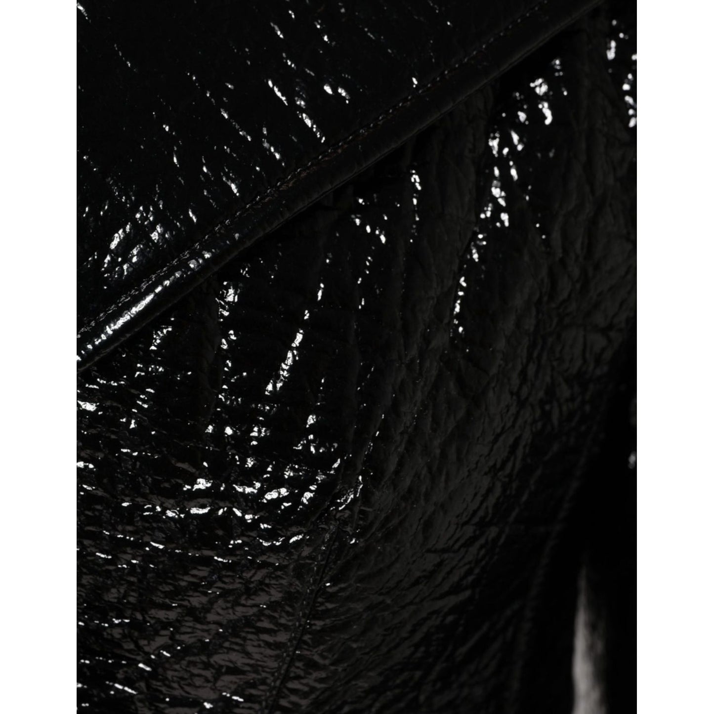 Dolce & Gabbana Black Leather Cropped Long Sleeve Coat Jacket