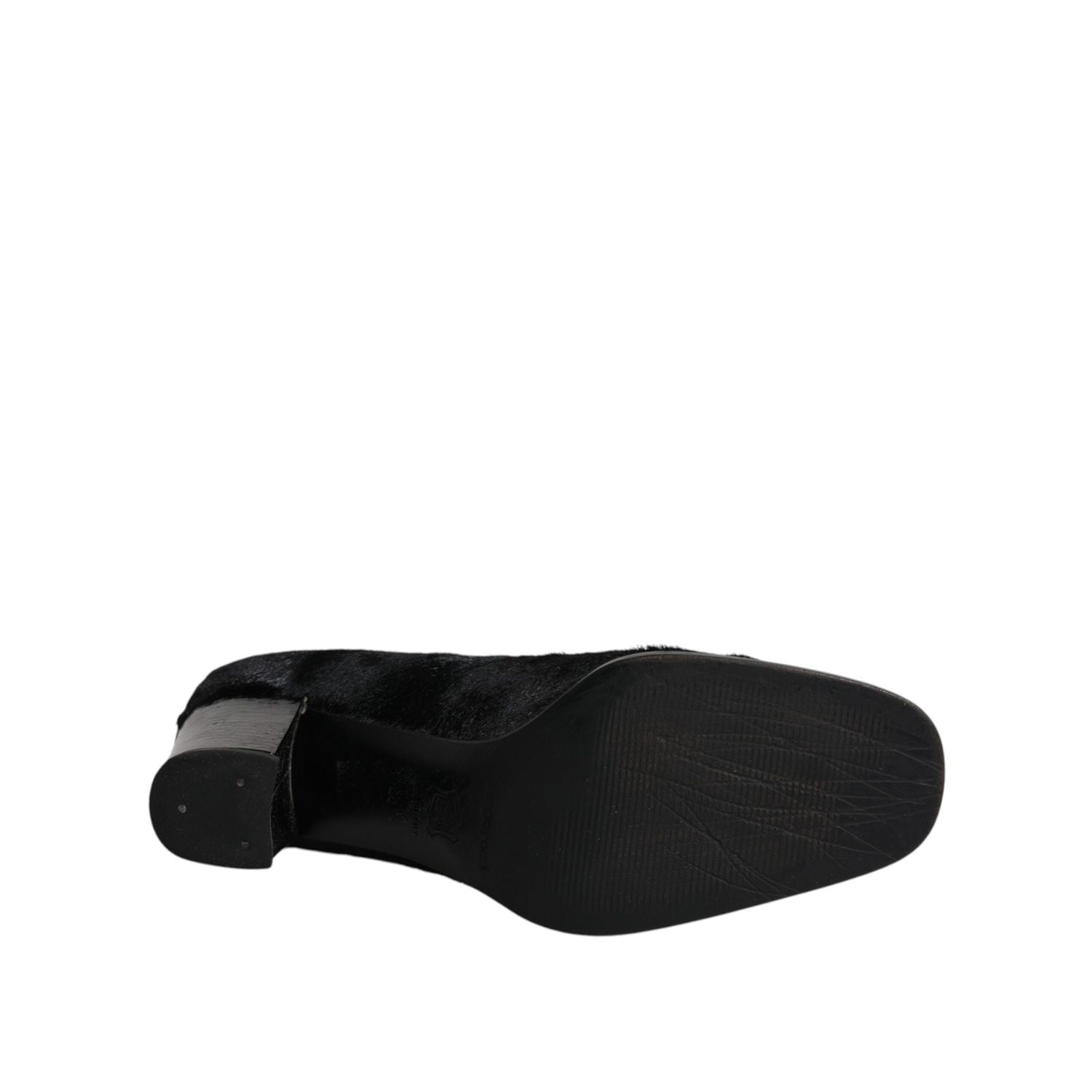 Dolce & Gabbana Black Leather Block Heels Pumps Shoes