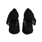 Dolce & Gabbana Black Tulle Stretch Heels Mid Calf Boots Shoes