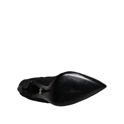 Dolce & Gabbana Black Lace Crystals Mary Jane Pumps Shoes