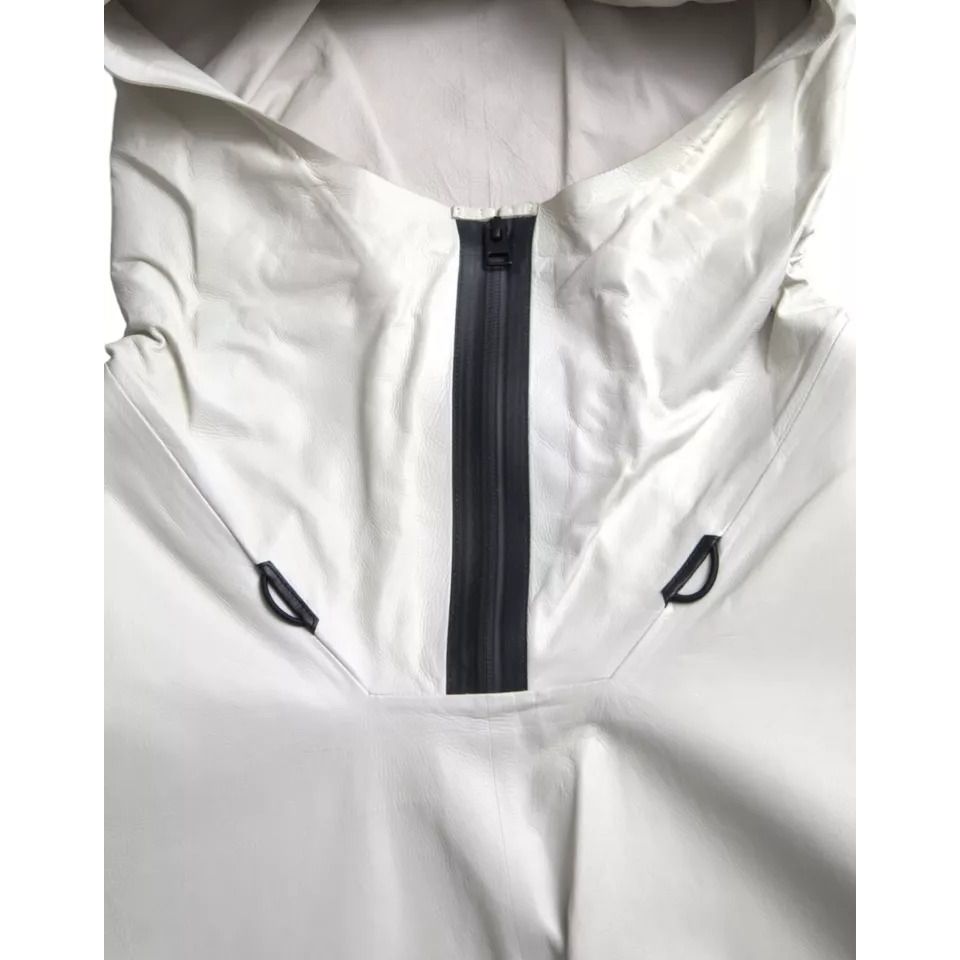 Bottega Veneta White Leather Men Waterproof Jacket Blouson