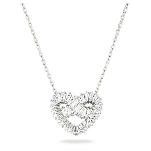 Silver heart-shaped necklace SWAROVSKI Mod. 5647924 for ladies with quartz movement, in official box, 38mm, water-resistant 5 ATM.