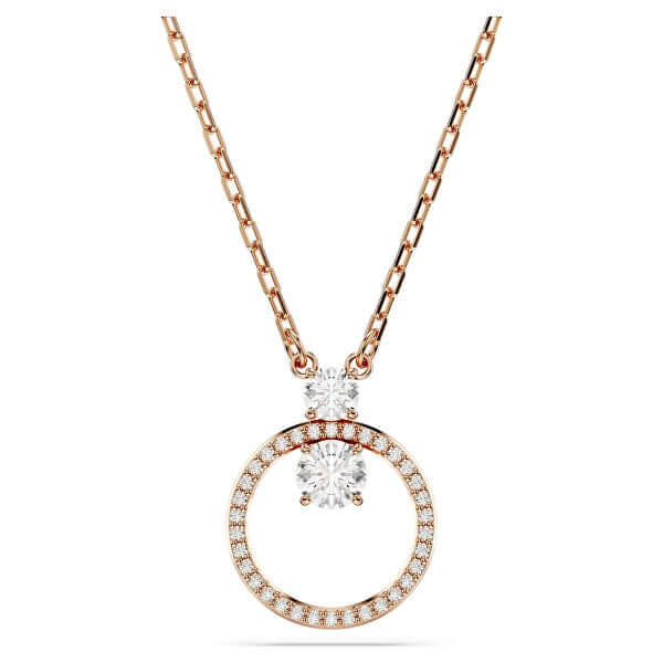Rose gold necklace with circular diamond pendant