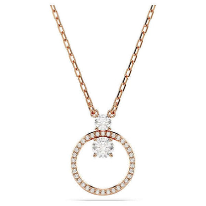 Rose gold necklace with circular diamond pendant