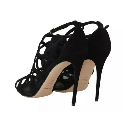 Dolce & Gabbana Black Suede Stilettos Booties Socks Shoes