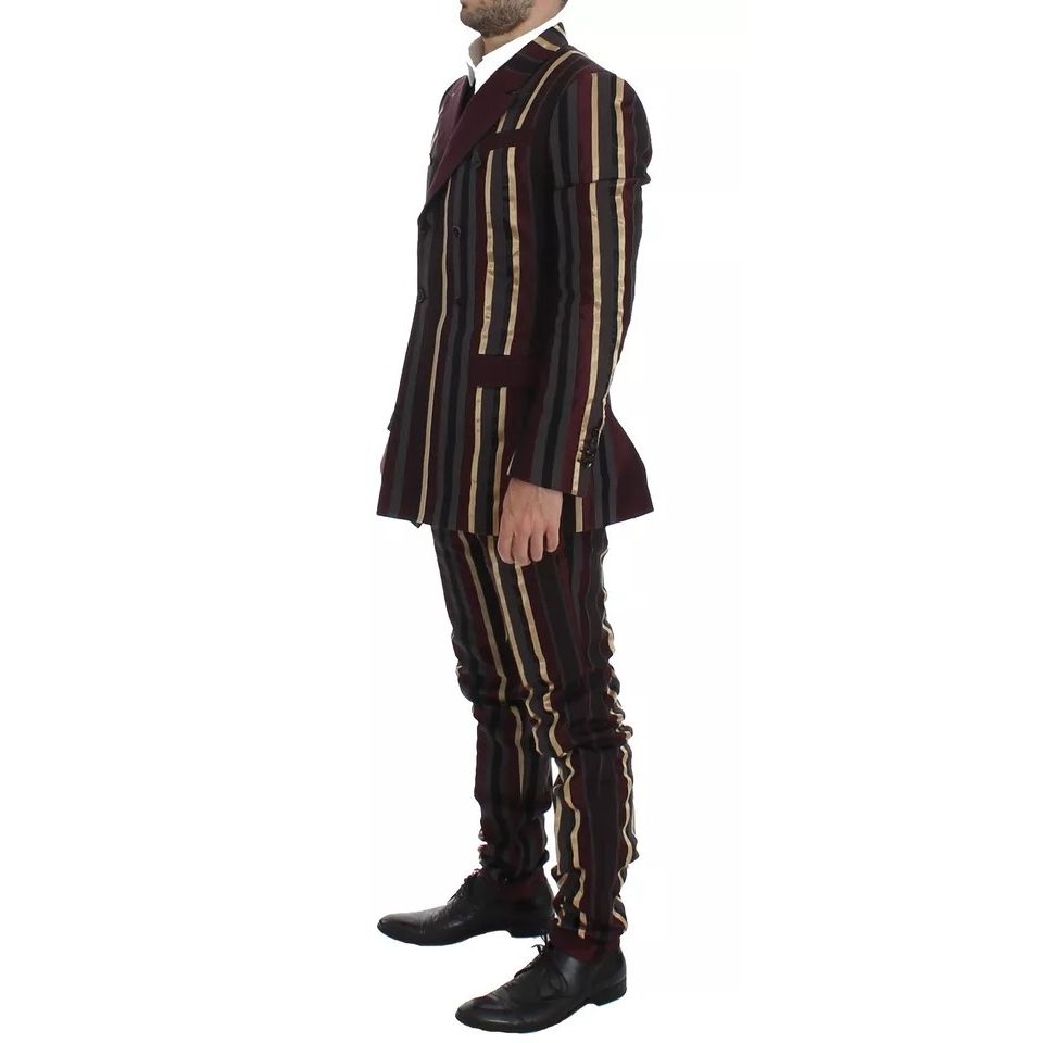 Dolce & Gabbana Multicolor Striped Runway 3 Piece Slim Fit Vest Suit