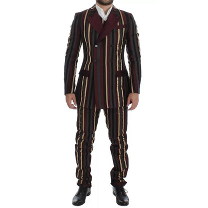Dolce & Gabbana Multicolor Striped Runway 3 Piece Slim Fit Vest Suit