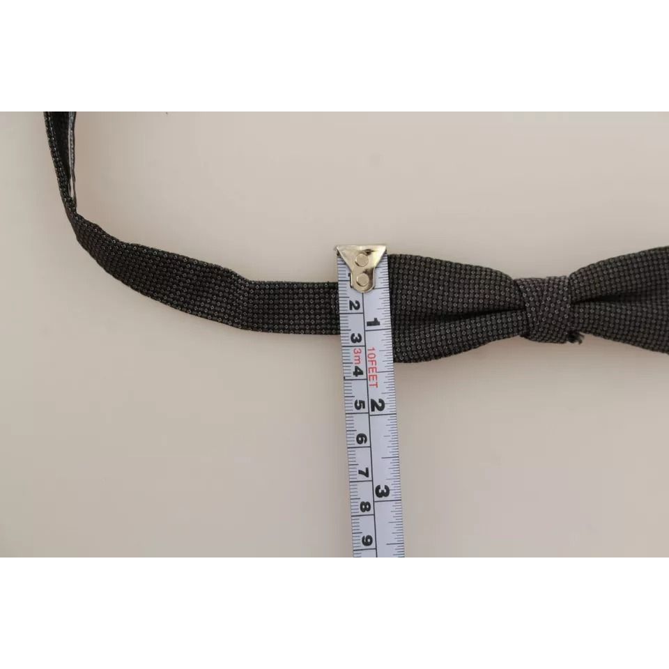 Dolce & Gabbana Gray Pattern Silk Adjustable Neck Bow Tie