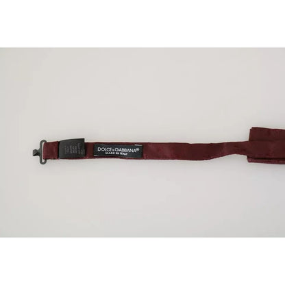 Dolce & Gabbana Bordeaux Silk Floral Faille Adjustable Bow Tie