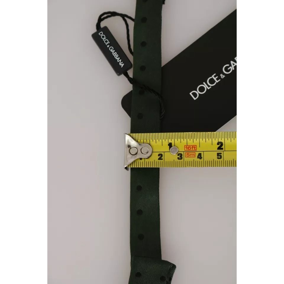 Dolce & Gabbana Green Silk Dotted Mens Necktie Bow Tie