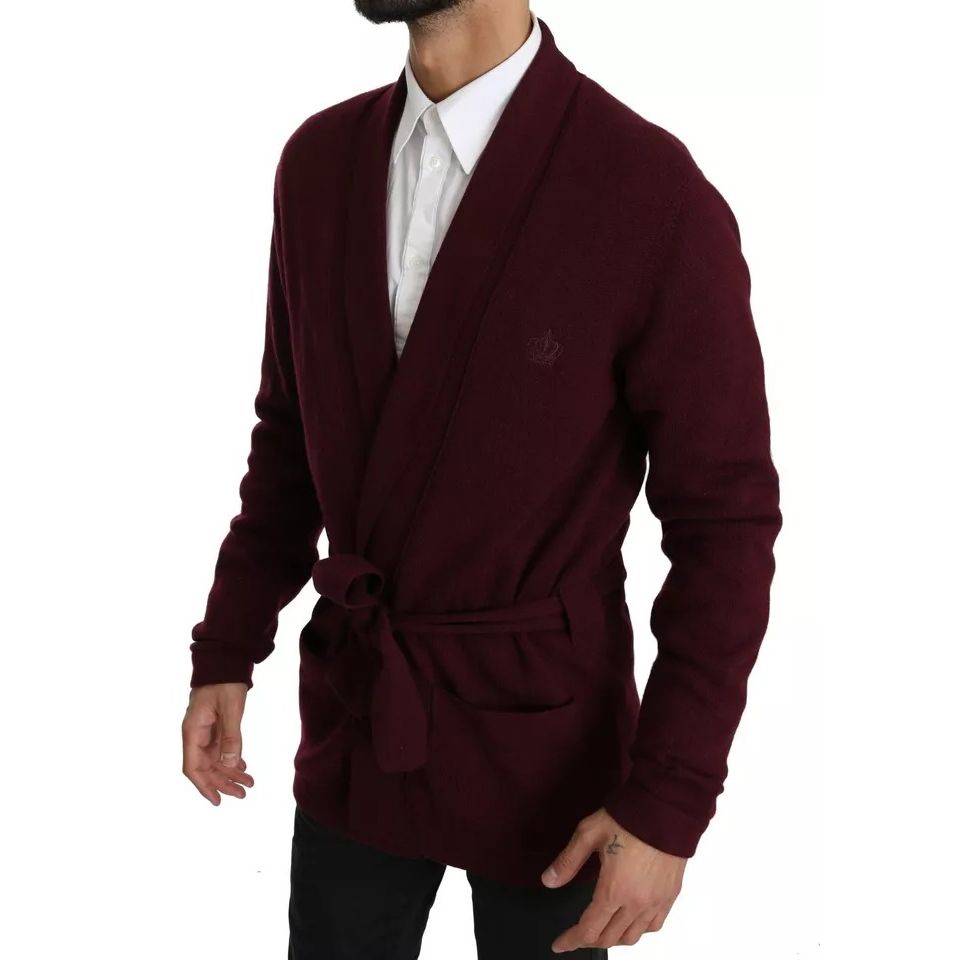 Dolce & Gabbana Bordeaux Cashmere Crown Cardigan Sweater