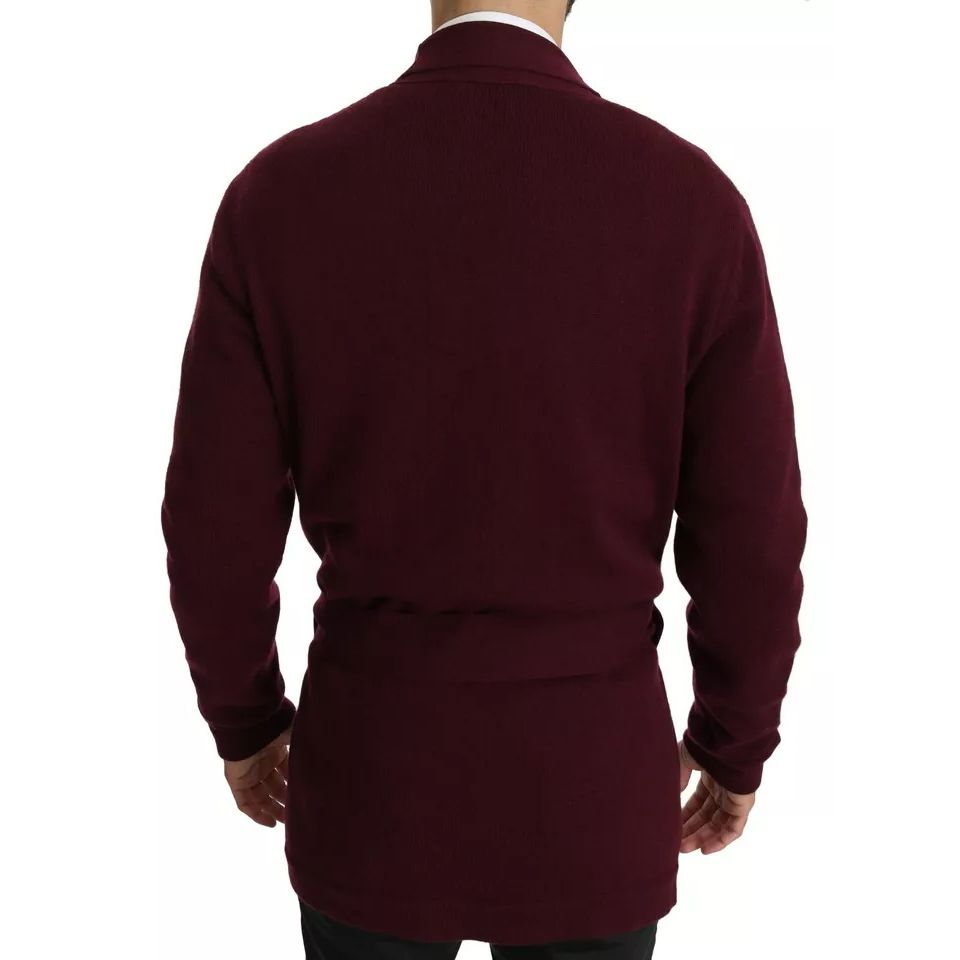 Dolce & Gabbana Bordeaux Cashmere Crown Cardigan Sweater