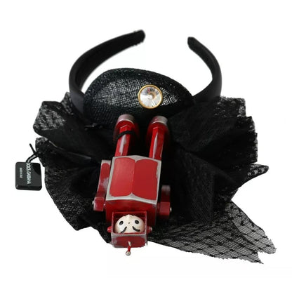 Dolce & Gabbana Red Black Robot Clear Crystal Headband Tiara Diadem