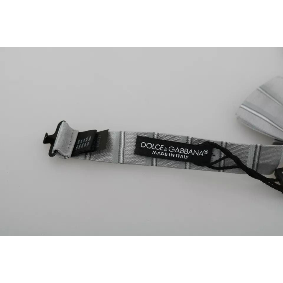 Dolce & Gabbana Light Gray Lining Adjustable Neck Butterfly Bow Tie