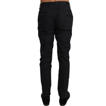 Dolce & Gabbana Black Cotton Stretch Formal Trousers Pants Jeans & Pants