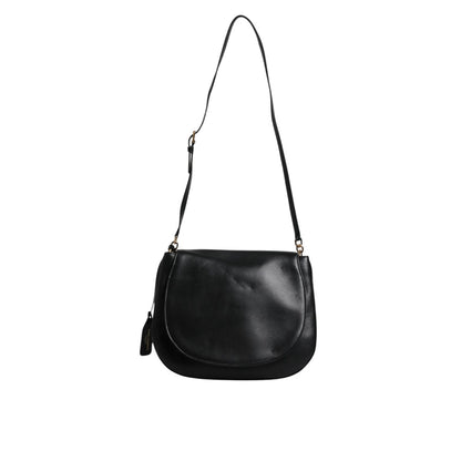 Dolce & Gabbana Black Leather Flap Saddle Shoulder Bag