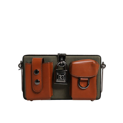 Dolce & Gabbana Green Brown Leather Clutch Purse Bag