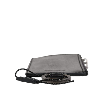 Dolce & Gabbana Black Horse Leather Lanyard Logo Card Holder Wallet