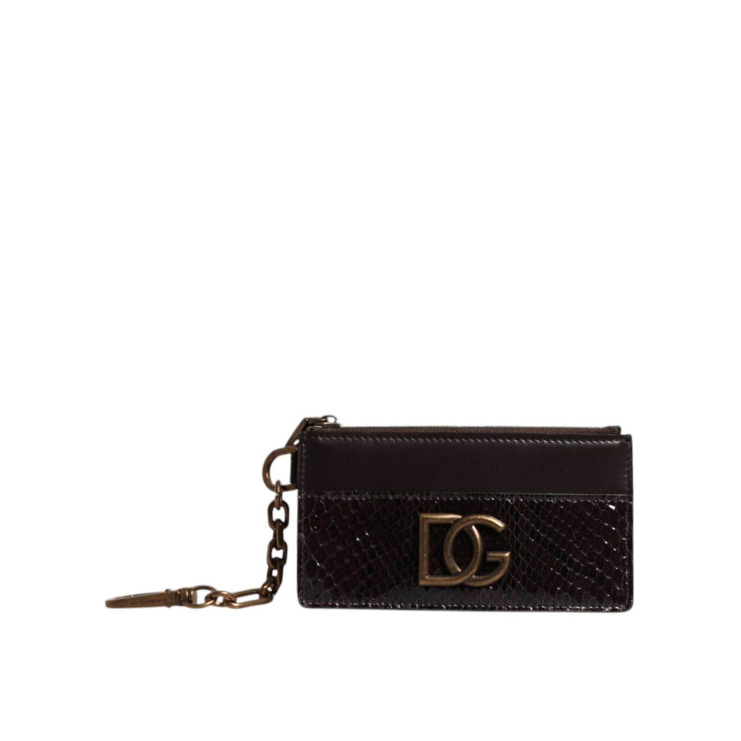 Dolce & Gabbana Brown Exotic Leather DG Logo Card Holder Wallet