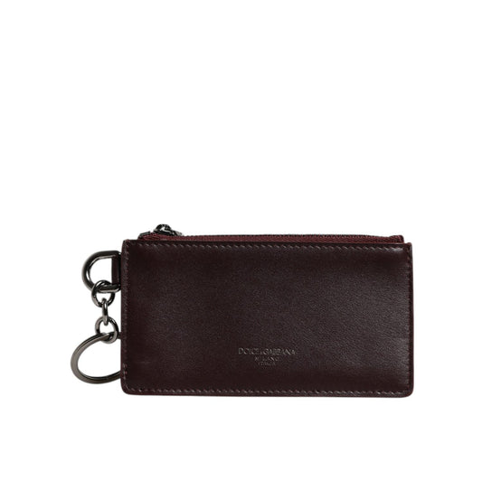 Dolce & Gabbana Brown Calfskin Leather DG Logo Card Holder Wallet
