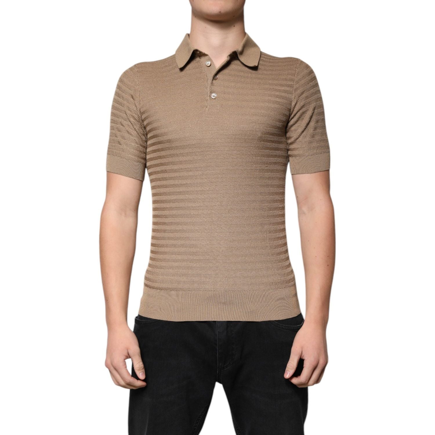 Dolce & Gabbana Brown Collared Short Sleeves Polo T-shirt