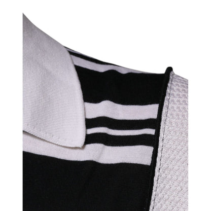 Dolce & Gabbana Black White Stripes Collared Polo T-shirt