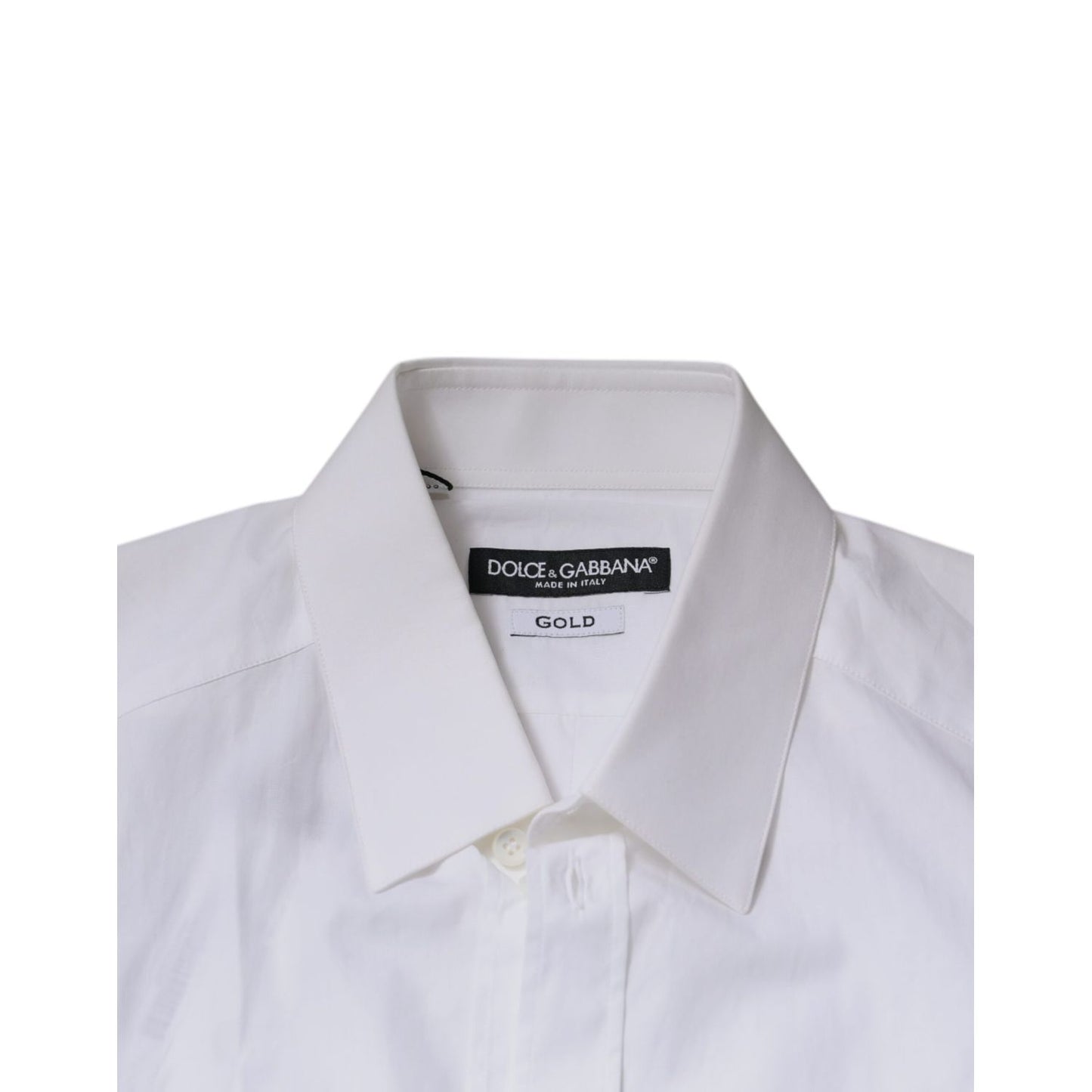 Dolce & Gabbana White Cotton Long Sleeves GOLD Dress Shirt